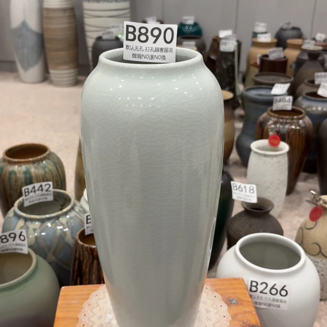 摆件890 景德镇陶瓷花瓶高34口9