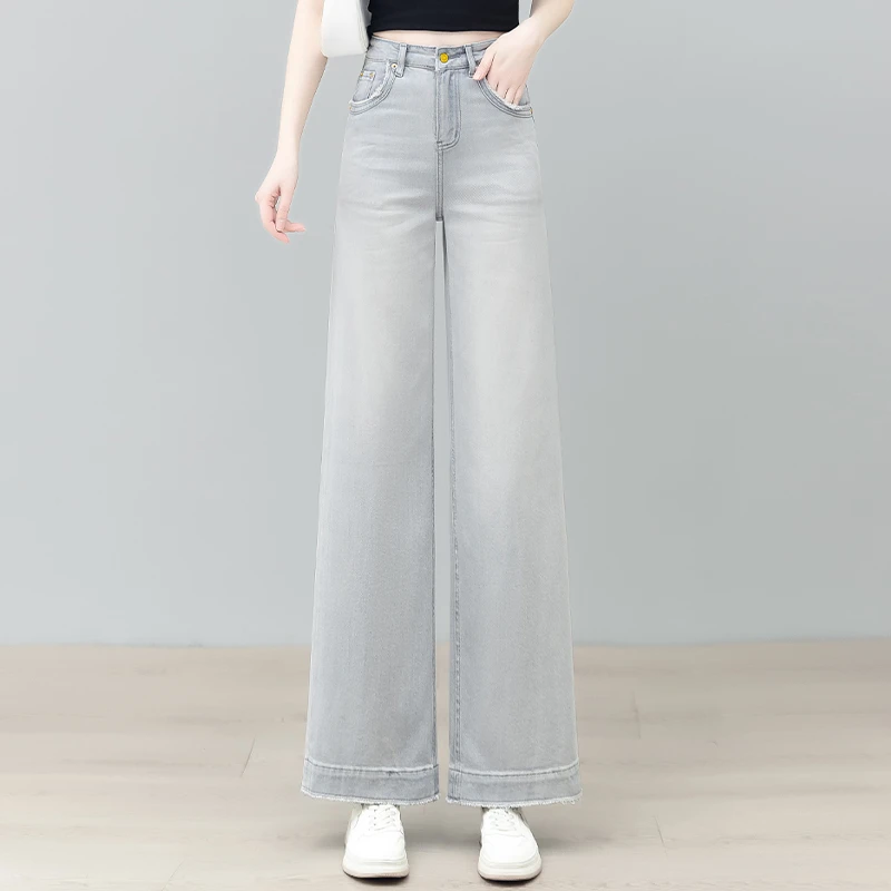 女休闲薄款牛仔裤显瘦裤子夏季宽松休闲裤九分高腰时尚百搭垂感裤