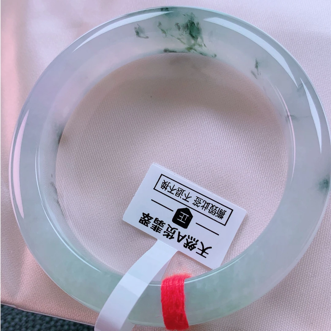 55圈冰种飘花水墨画山水意境感十足古风古韵耐看气质优雅高贵翡翠