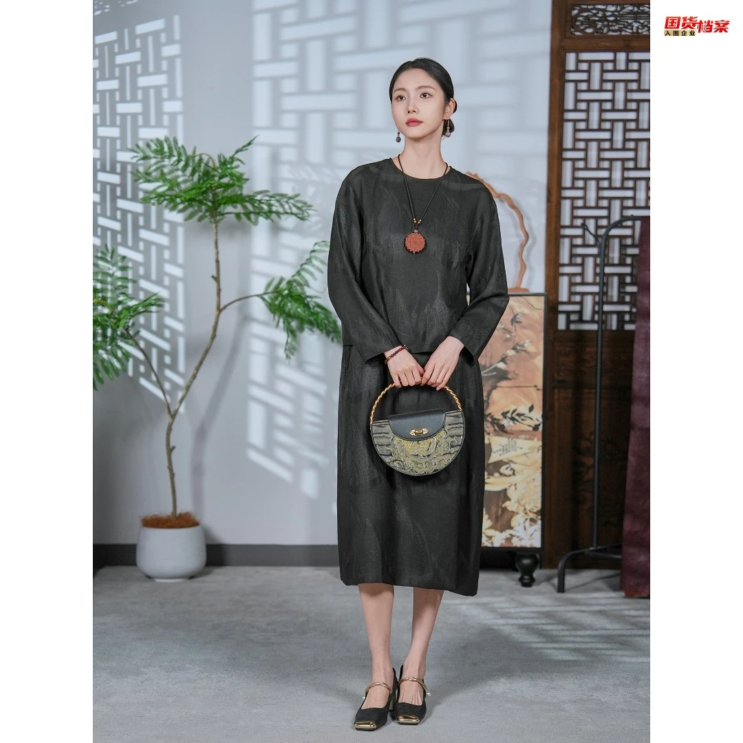 【万象有衣】孔雀王朝 -原创设计师款香云纱连衣裙-6547