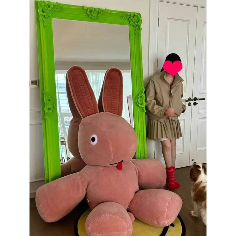 多巴胺穿衣镜复古植绒雕花全身镜服装店试衣镜ins风艺术落地镜子