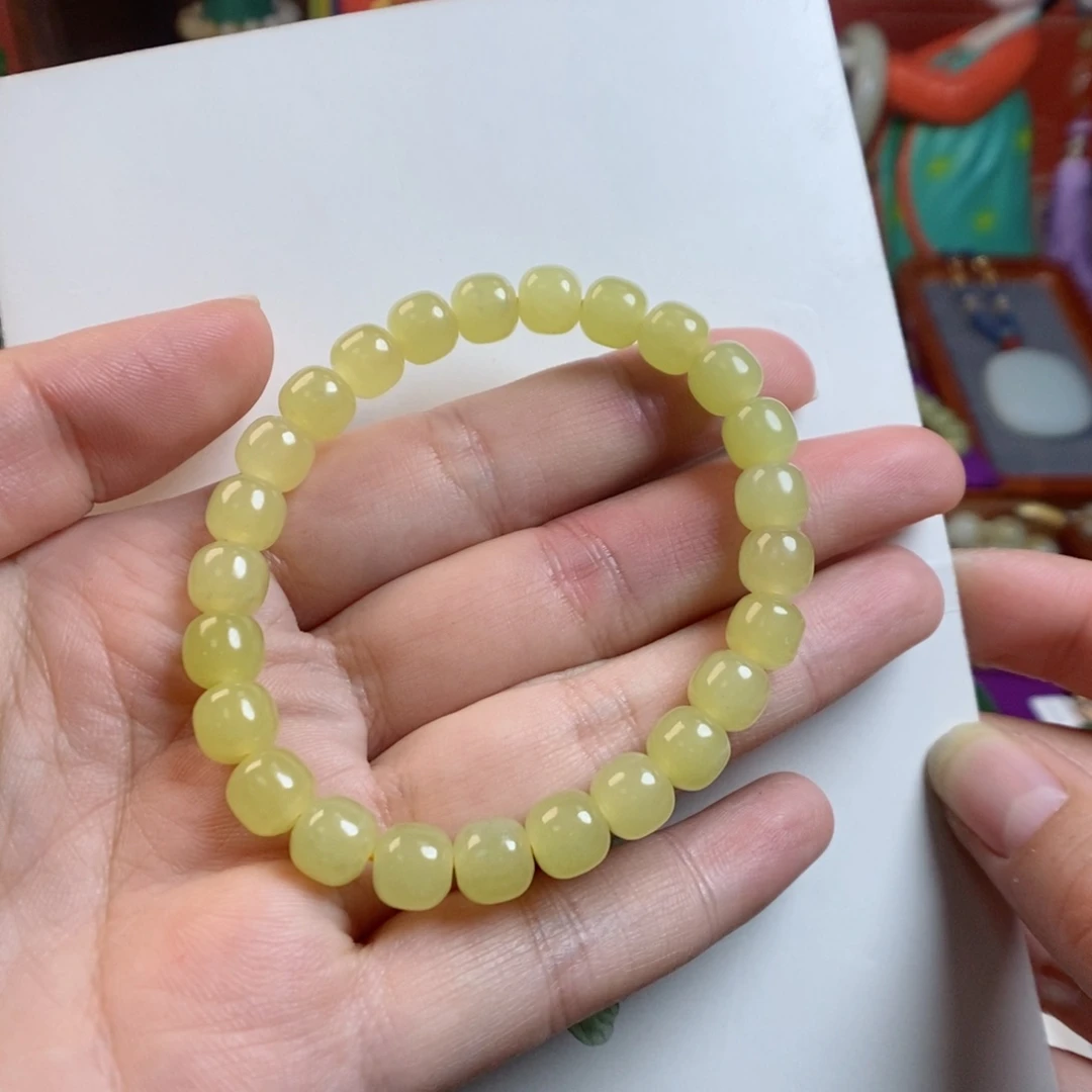 和田玉手链未镶嵌黄口鸡油黄