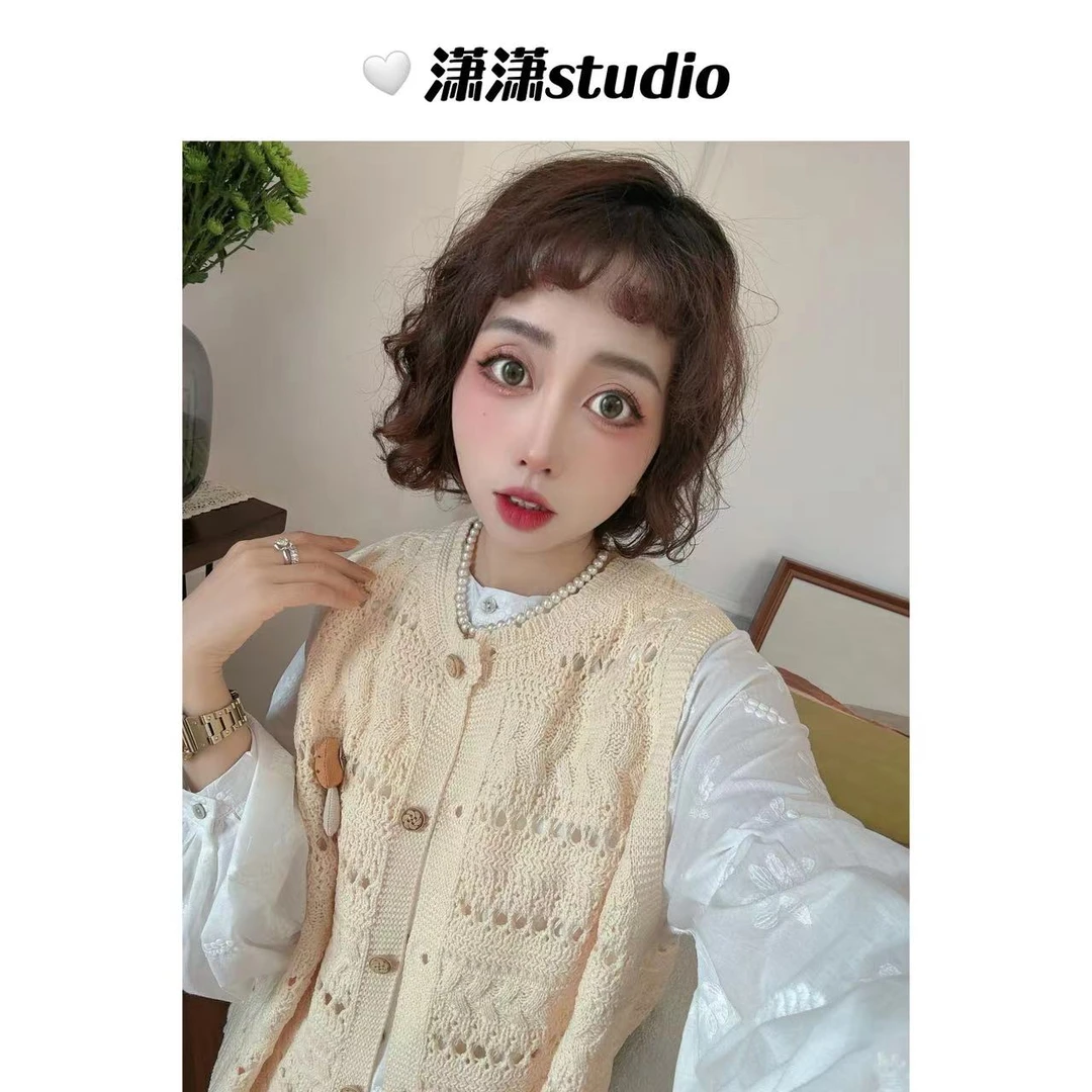 【开衫马甲】【四季可穿】潇潇镂空针织大版型韩系百搭开衫马甲XM1089