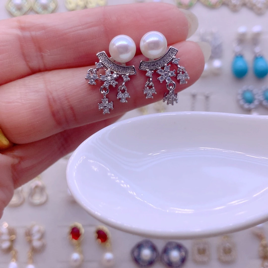 合金淡水珍珠耳饰