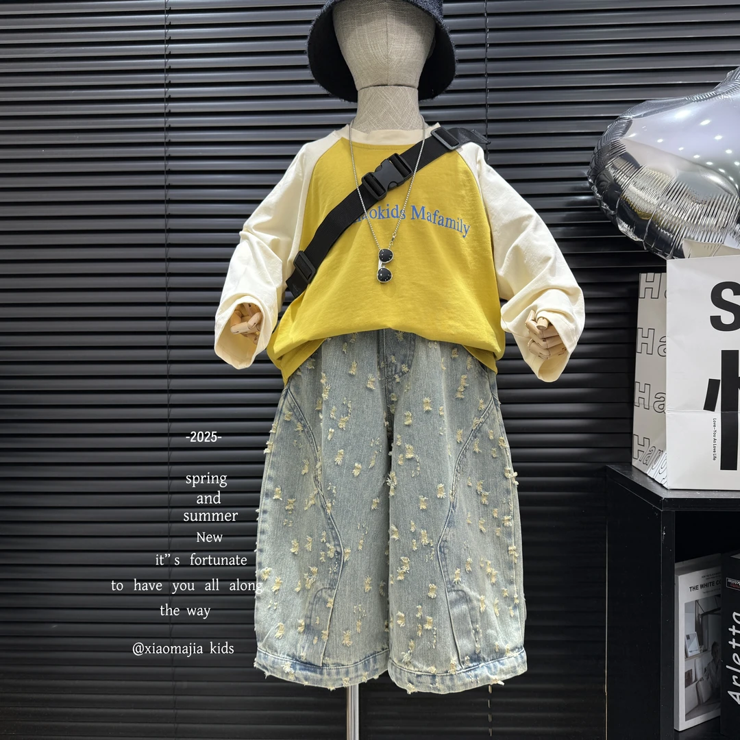 儿童春季新款牛仔裤K-5081设计款老爹裤宽松潮流百搭男女同款