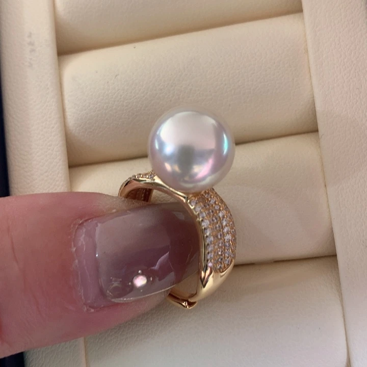 银S925镶嵌戒指海水珍珠