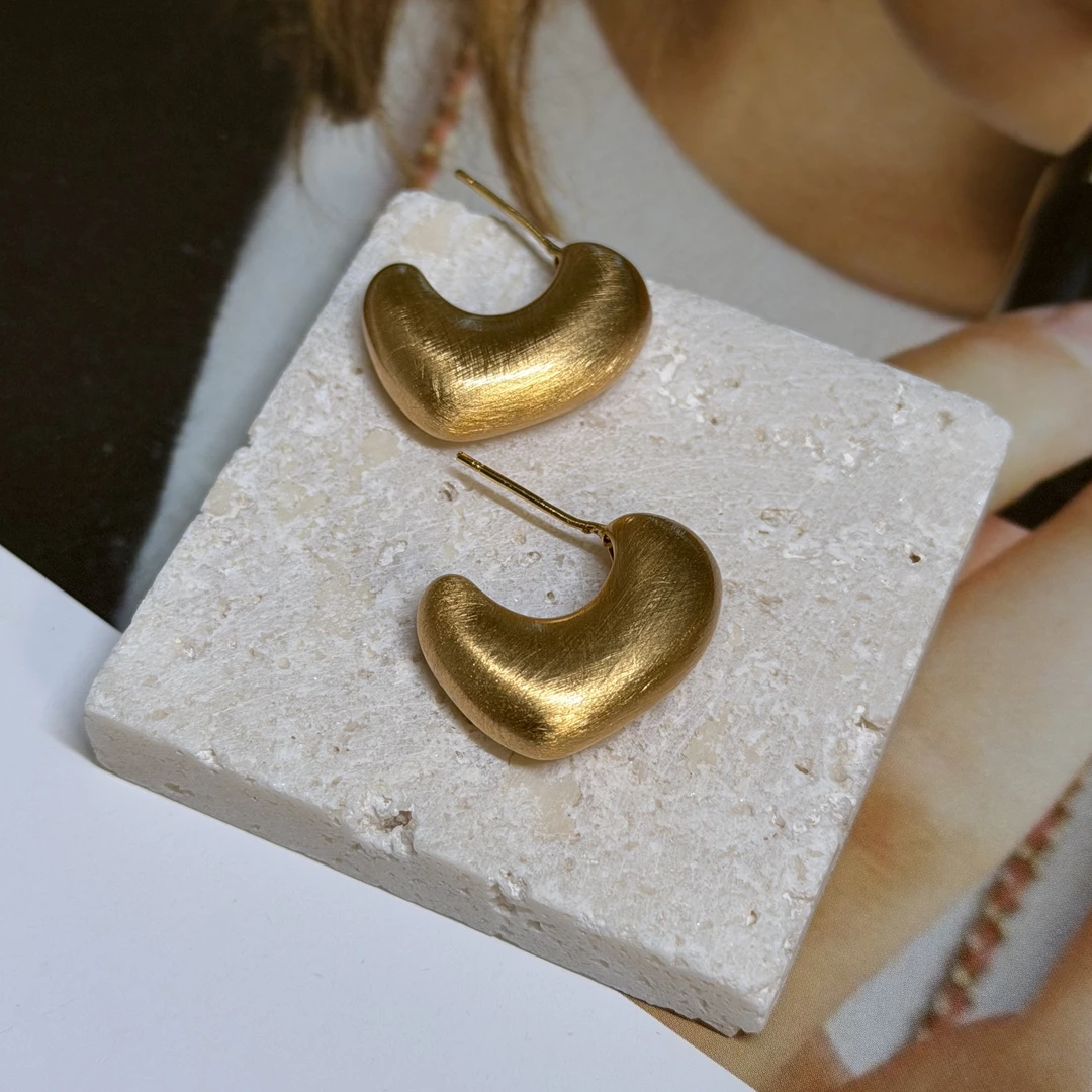 黄铜耳饰 法式简约百搭拉丝耳钉耳环EH0087-S