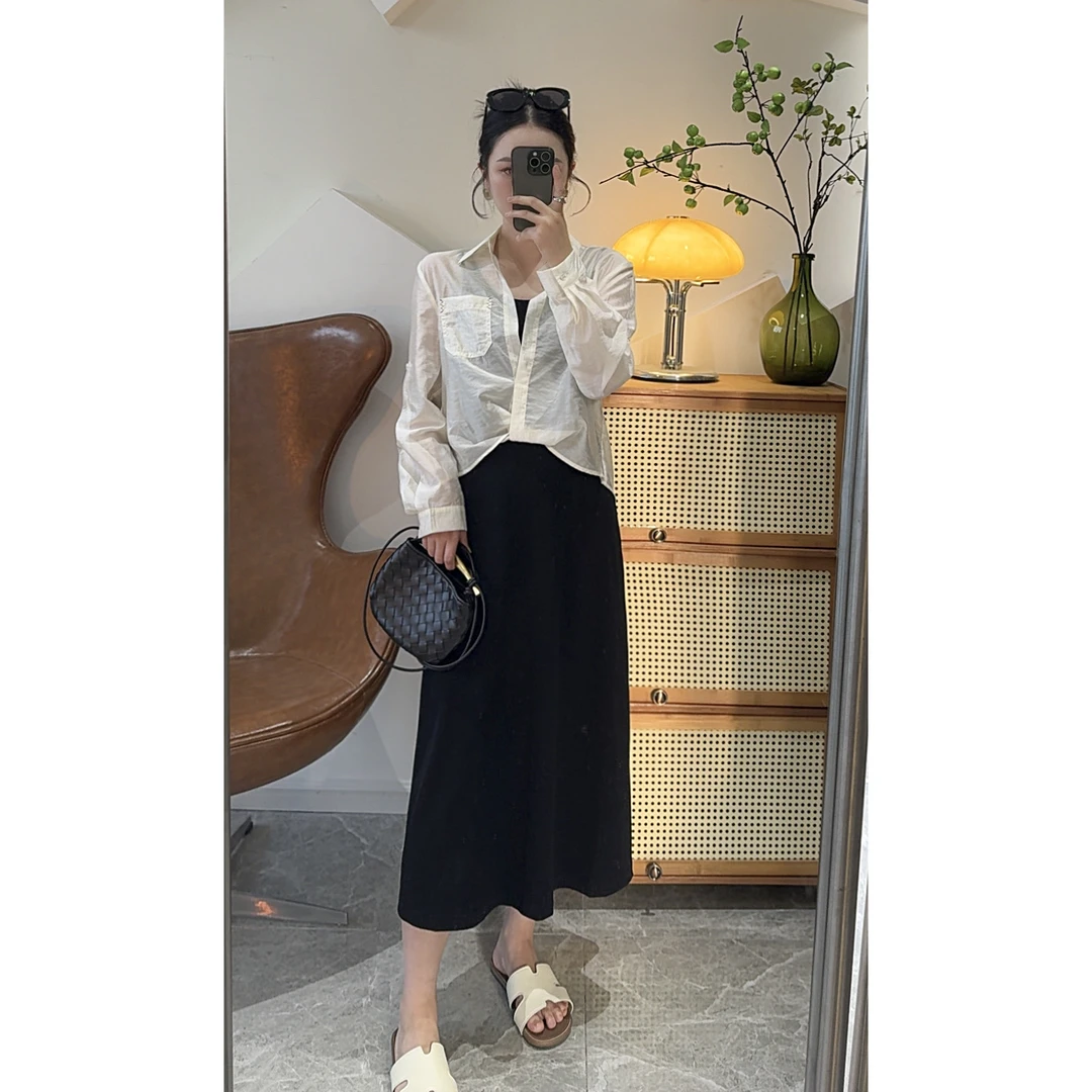 MISS RUILI 定制  春夏韩系温柔气质经典衬衫套装裙F0467