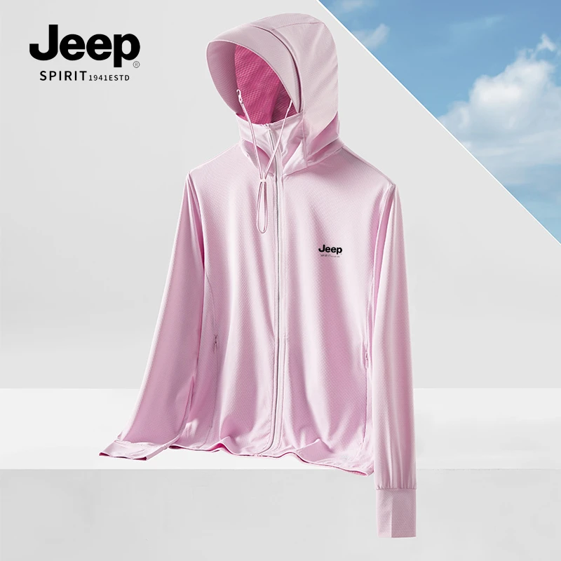 JEEPSPIRIT吉普夏季防晒衣男帽檐目镜可拆情侣款透气防晒衫女风衣