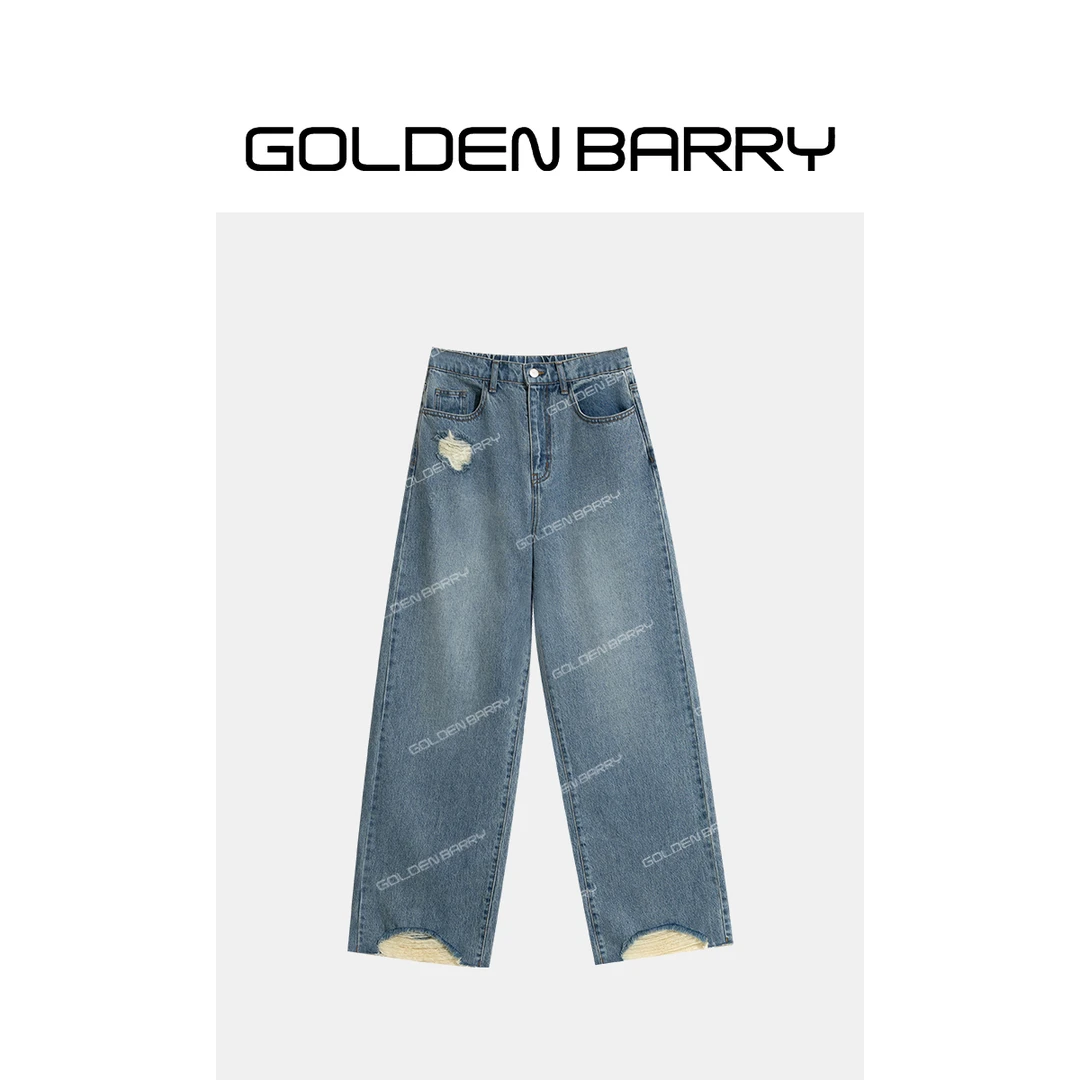GOLDENBARRY|503174牛仔直简怀旧磨破风【瑕疵】