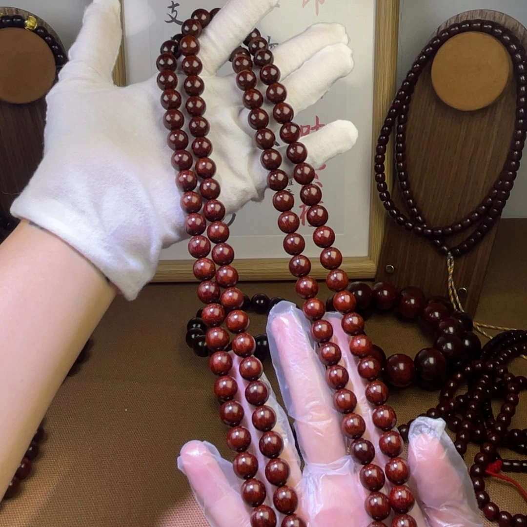 檀香紫檀（小叶紫檀）原生态108颗1.0高油高密