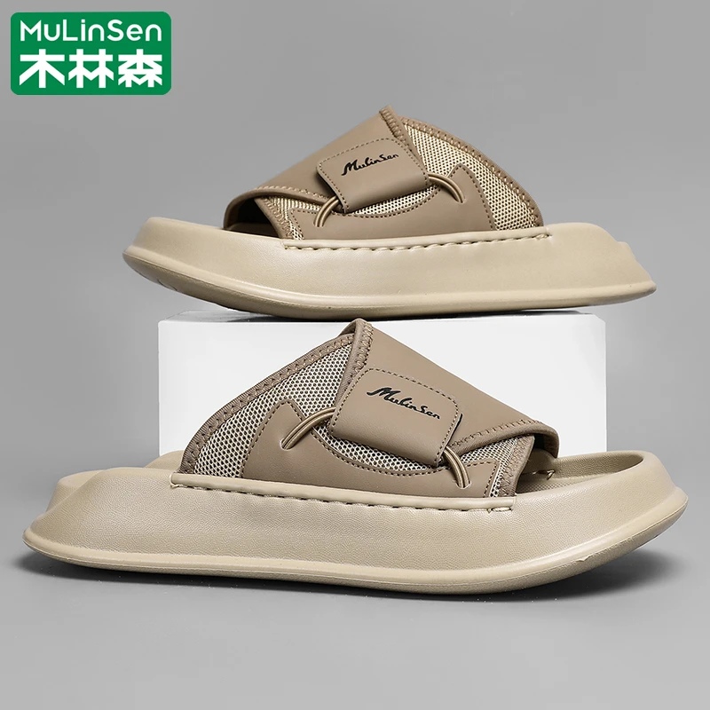 木林森一字拖男款2025新款夏季外穿沙滩鞋软底踩屎感防滑运动拖鞋