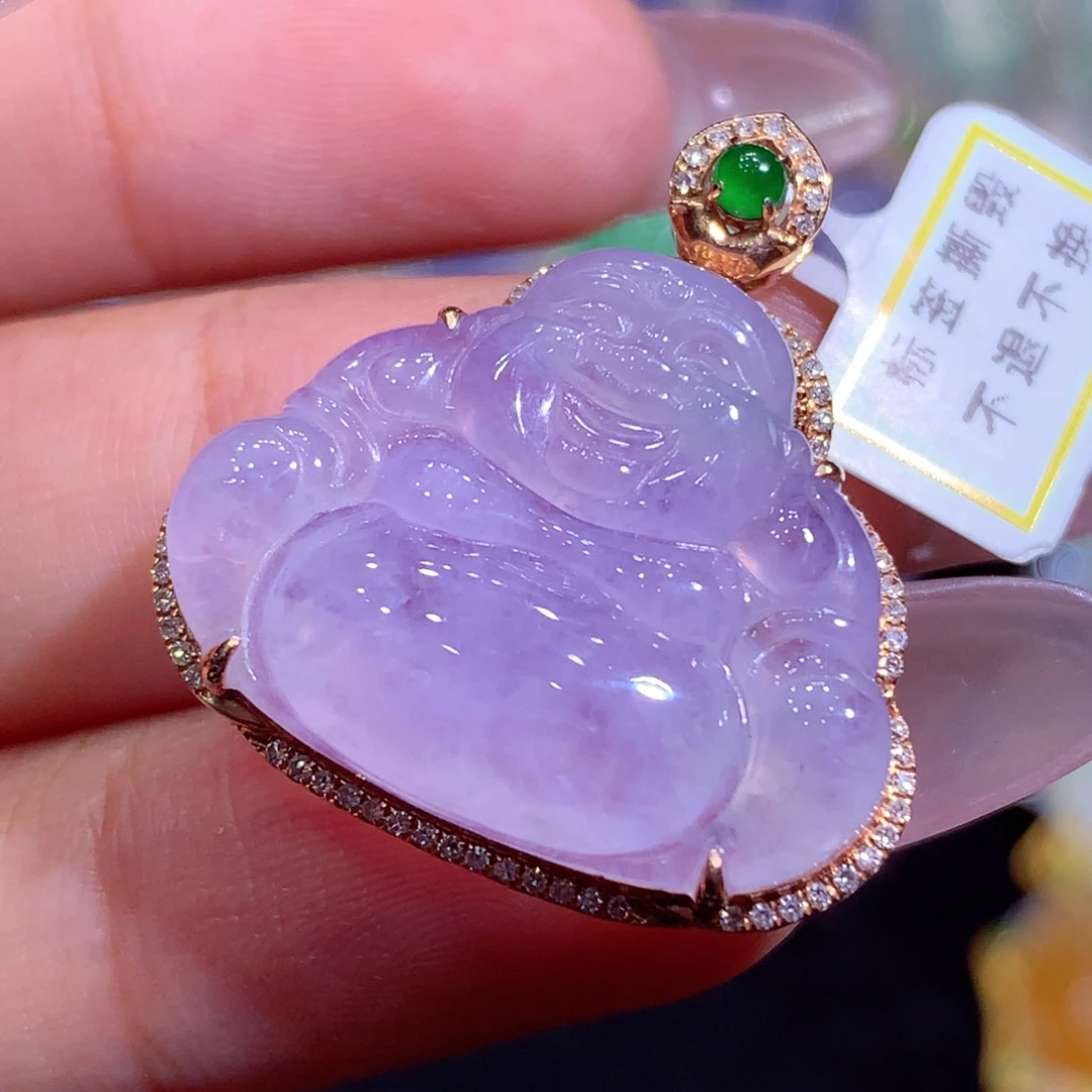 吊坠(不含链)18K金镶嵌翡翠