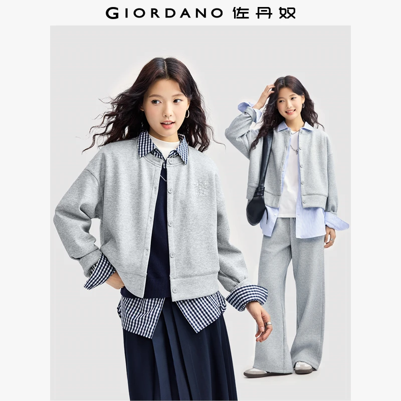 佐丹奴外套女装加绒烫钻圆领针织卫衣外套 18374515