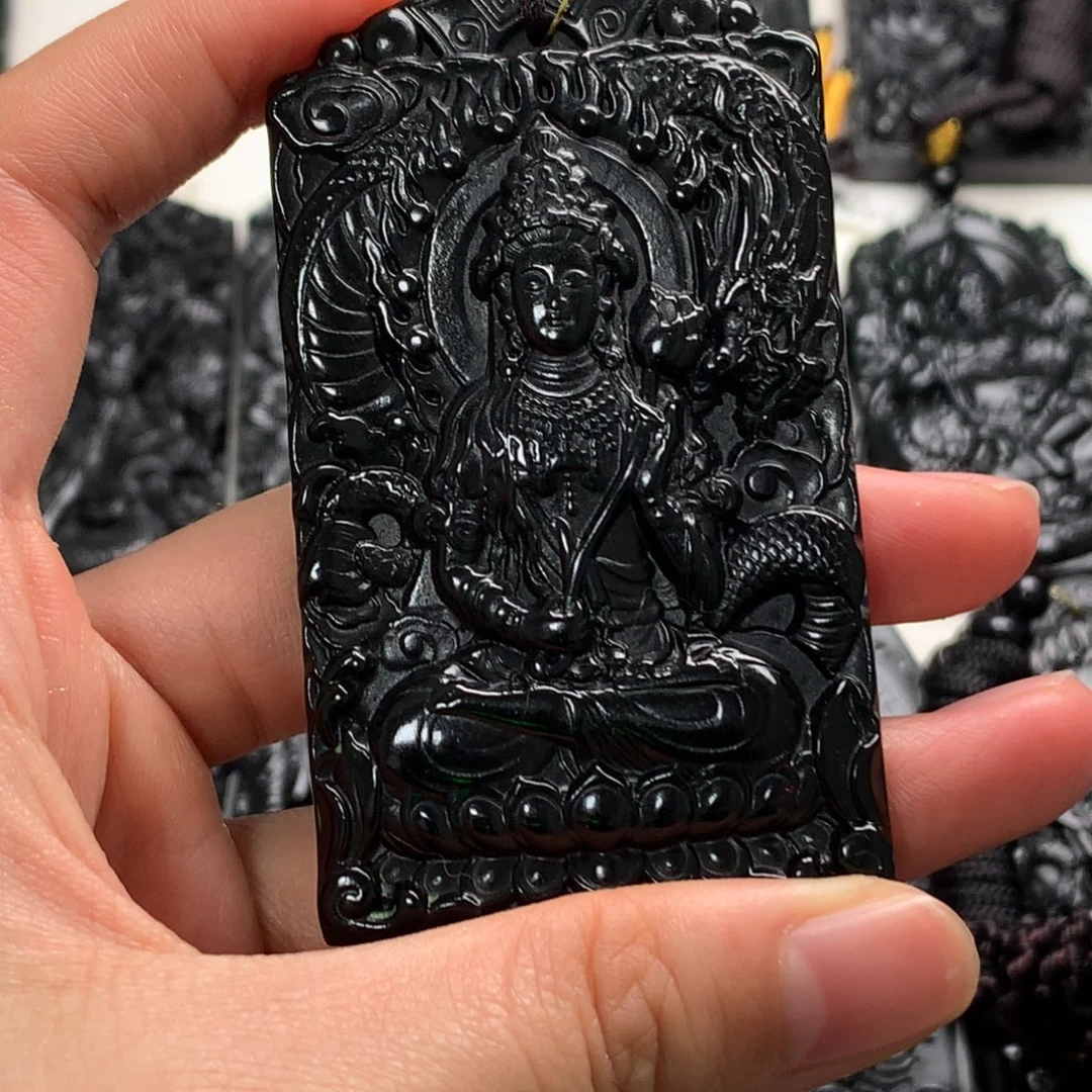 天然缅甸a货钢琴黑挂件