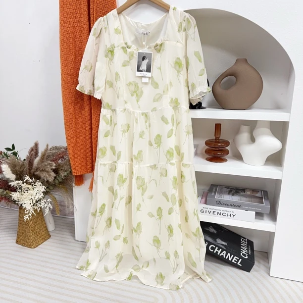 282 夏季清新时尚浅绿色系气质连衣裙（J19）