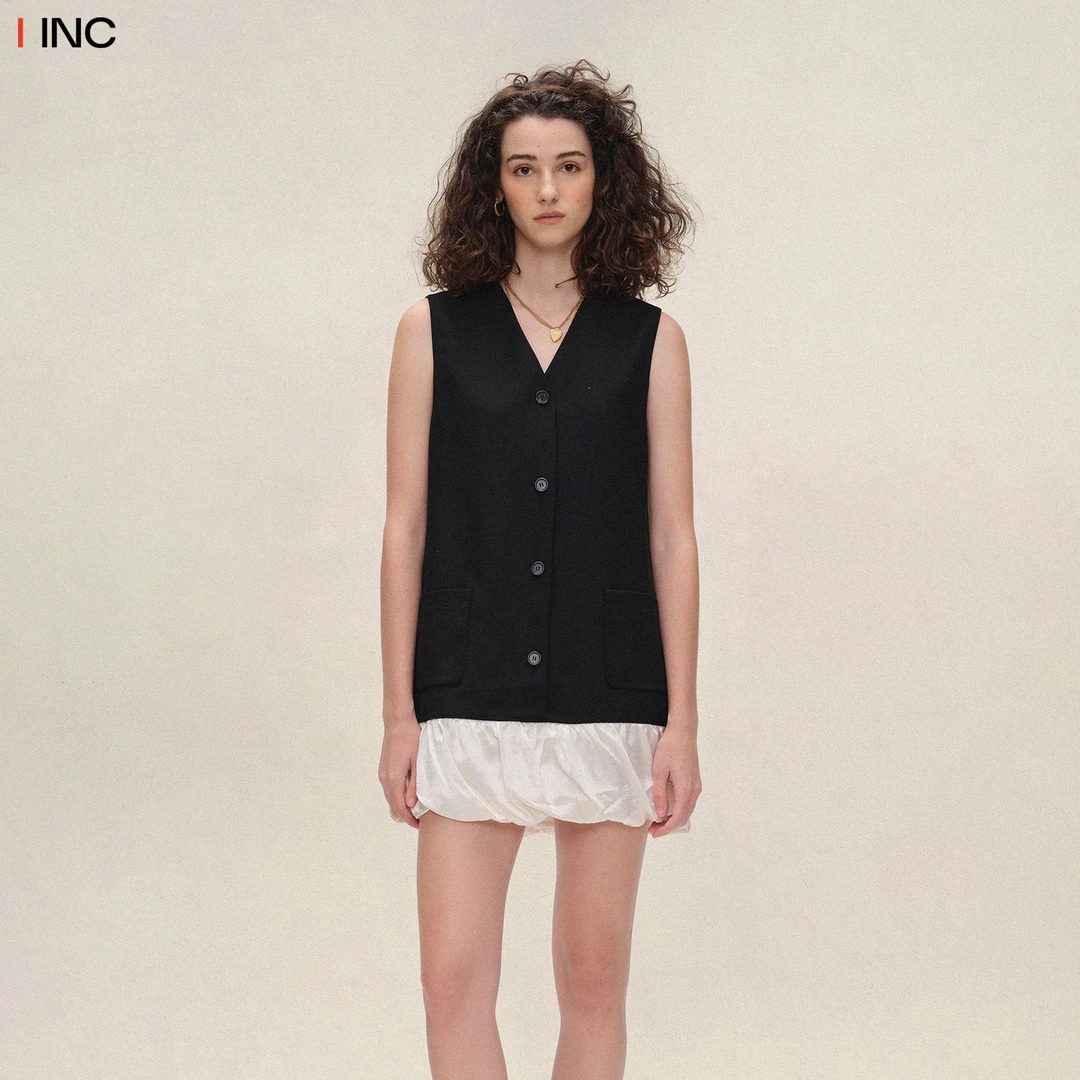 VENALABEL 花苞裙摆背心小黑裙女25AW秋季新款拼接连衣裙IINC