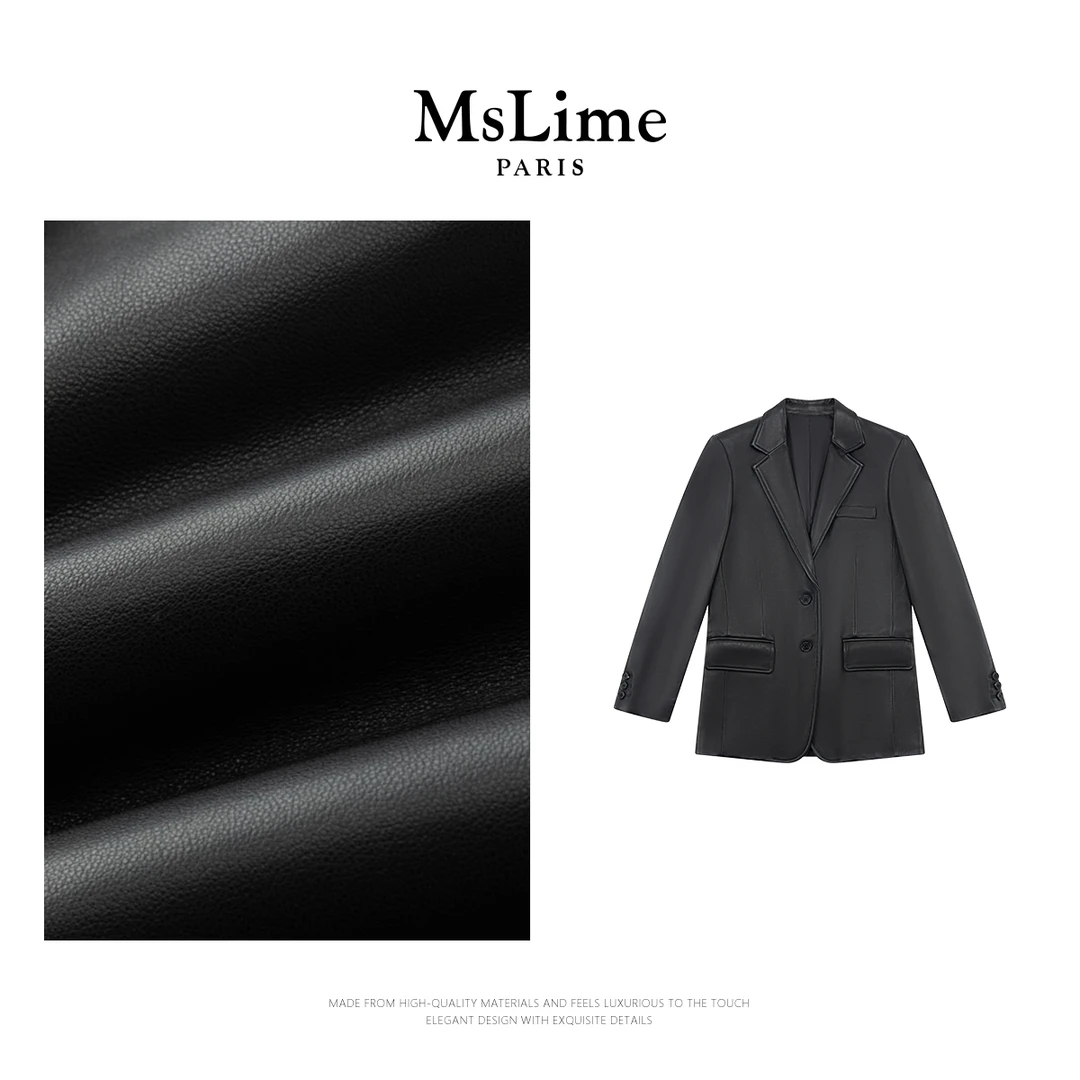 王嬛嬛MsLime25年’老钱名家‘新款气质绵羊皮西装外套 HD2A0311