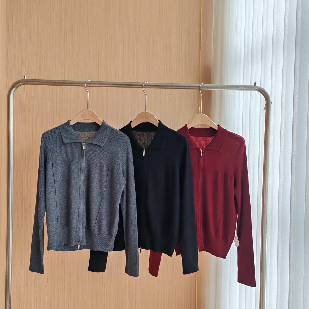 春秋新款方领拉链开衫羊毛毛衣 MJ3D-2527