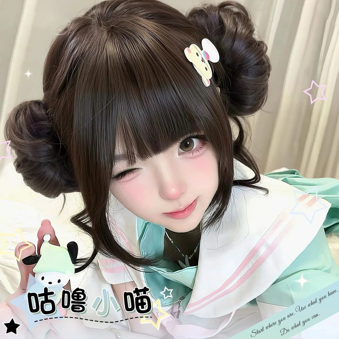 【小乔】可拆卸假发女Lolita龙须双丸子头虎口夹少萝甜妹头套超萌