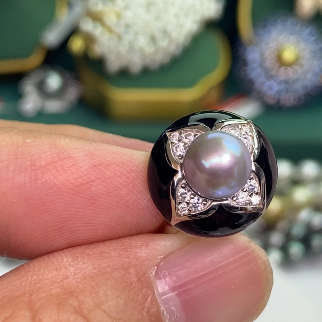 银S925镶嵌戒指海水珍珠