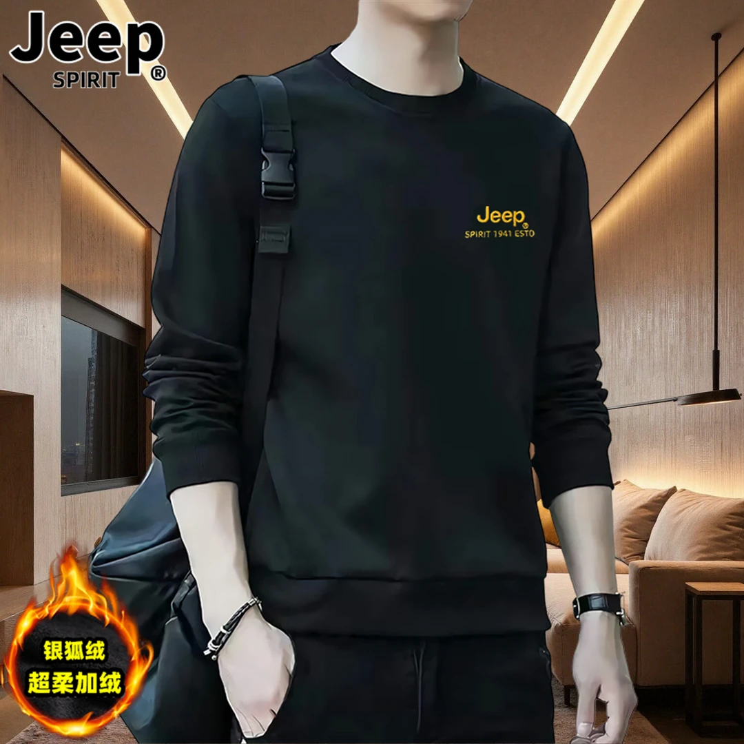 JEEPSPIRIT春秋圆领运动春秋刺绣秋衣上衣中山30-35岁轻熟风男装