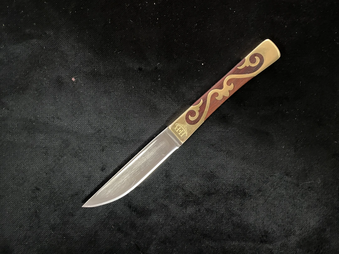 木垒手工红木小刀20cm/头层牛皮刀鞘(未开刃,非管制刀具)