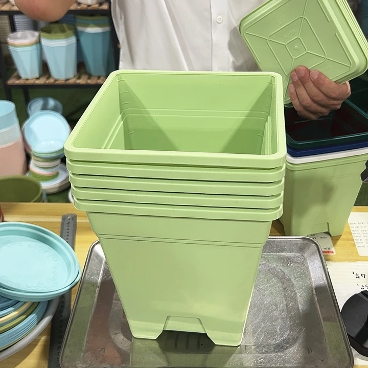 正品方形口20高22果绿无托5个