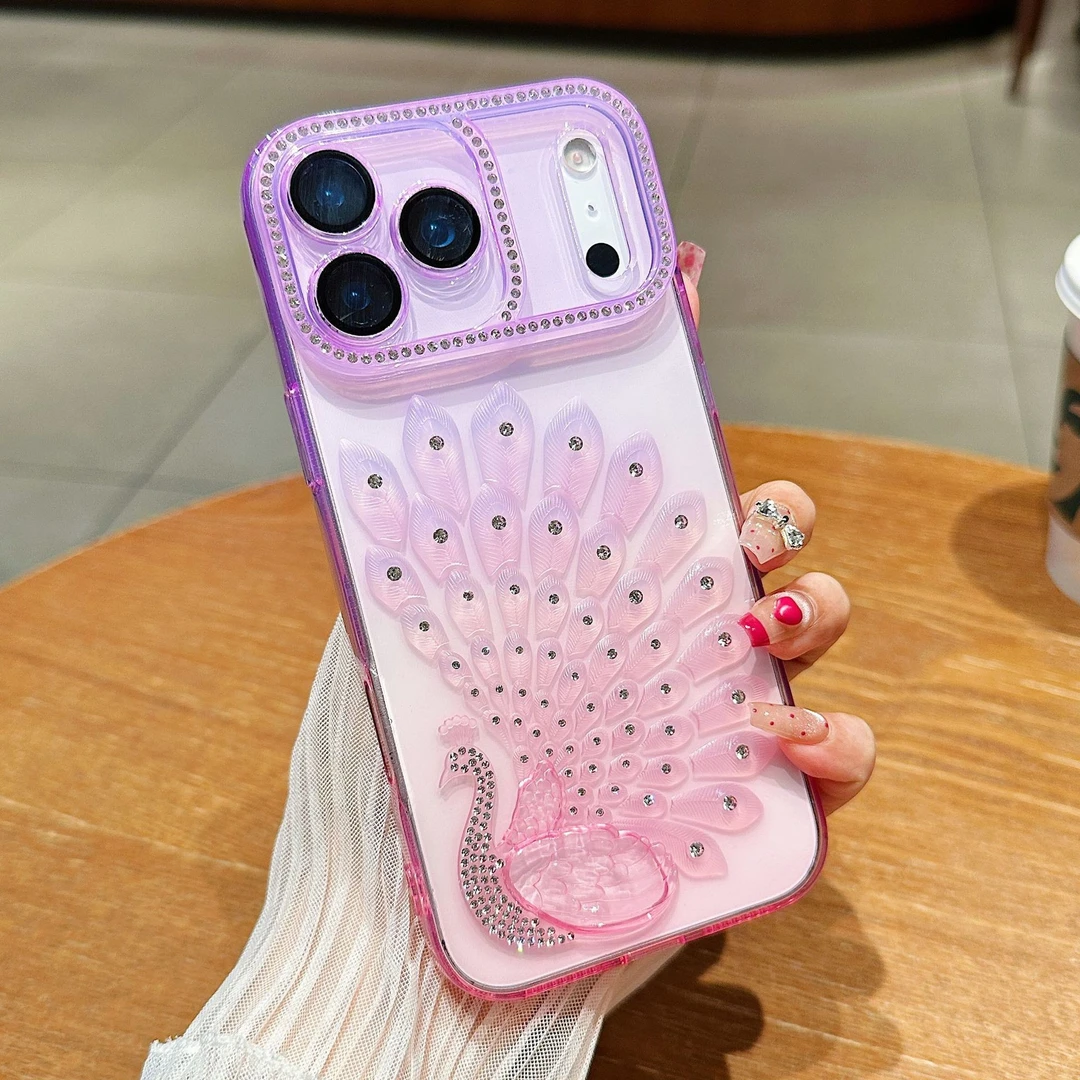 炫彩孔雀适用17promax手机壳新款网红男女款简约潮牌个性轻奢