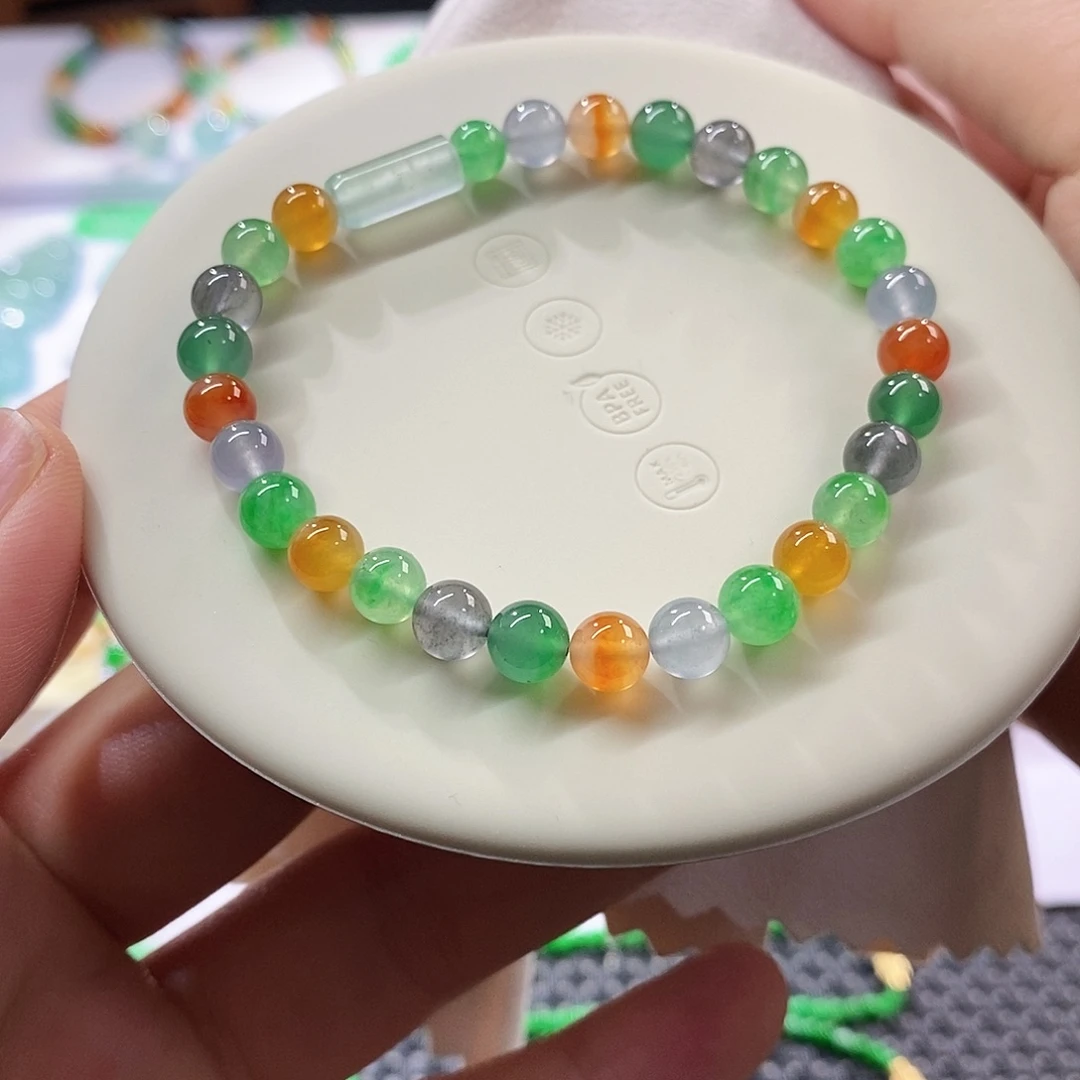 翡翠裸石多宝手串