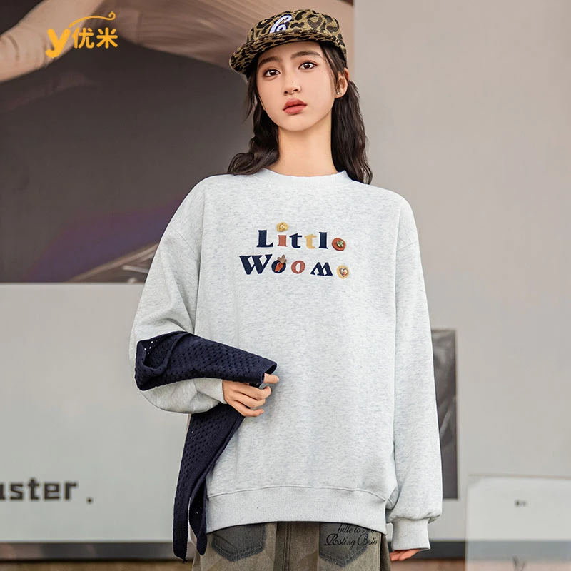 【精品卫衣】绣花中大童女童6-16+岁卫衣加厚加绒长袖秋冬2610
