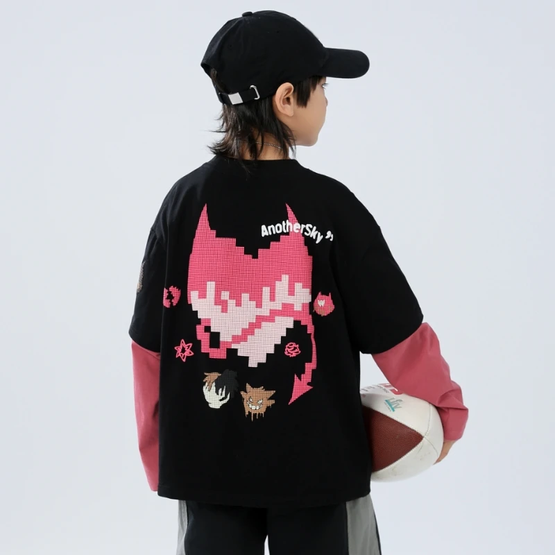 【2025秋款上新】男童卫衣儿童假两件韩版帅气上衣中大童宽松春秋装