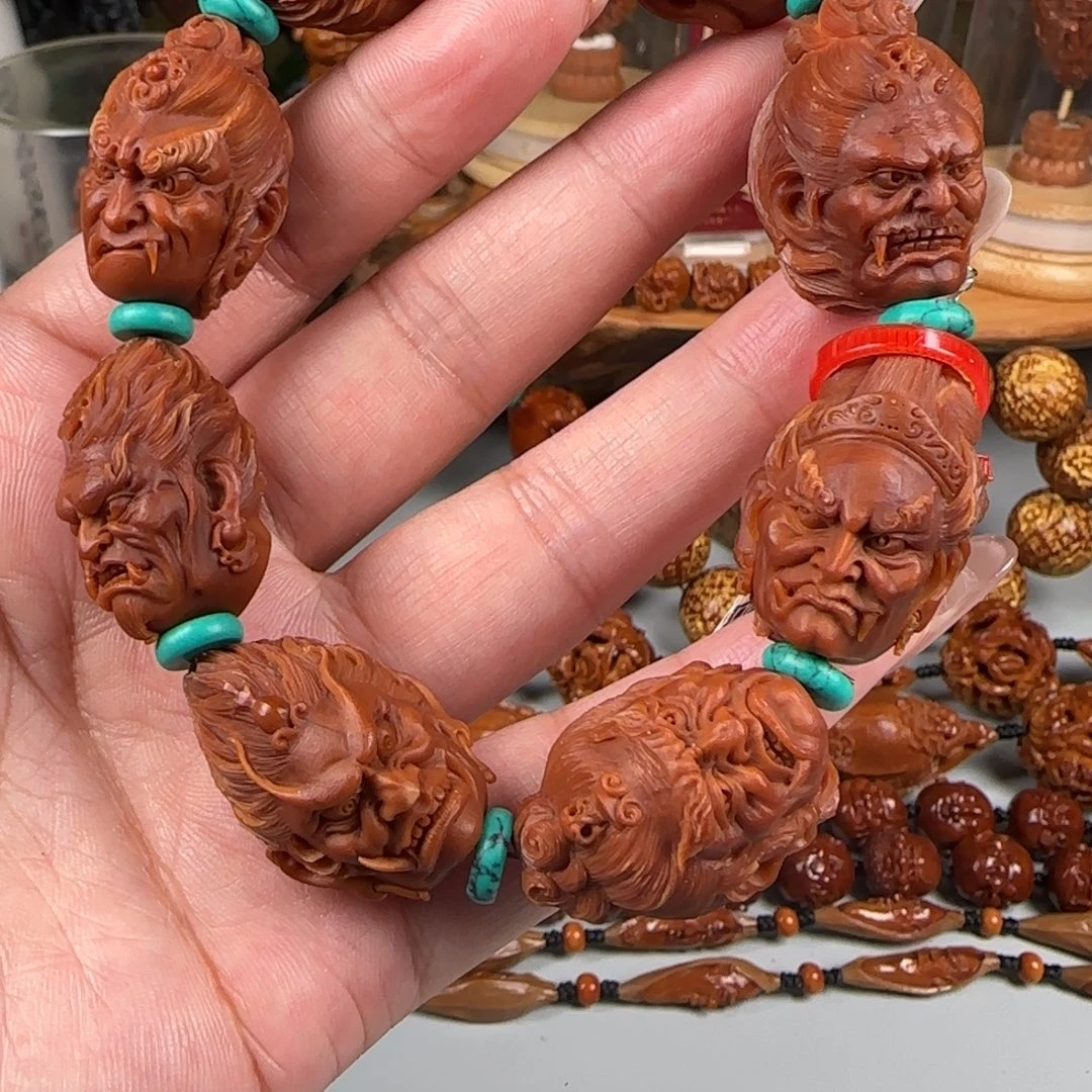 手串/手链橄榄核宽2.0鸡血红水晶核不动明王