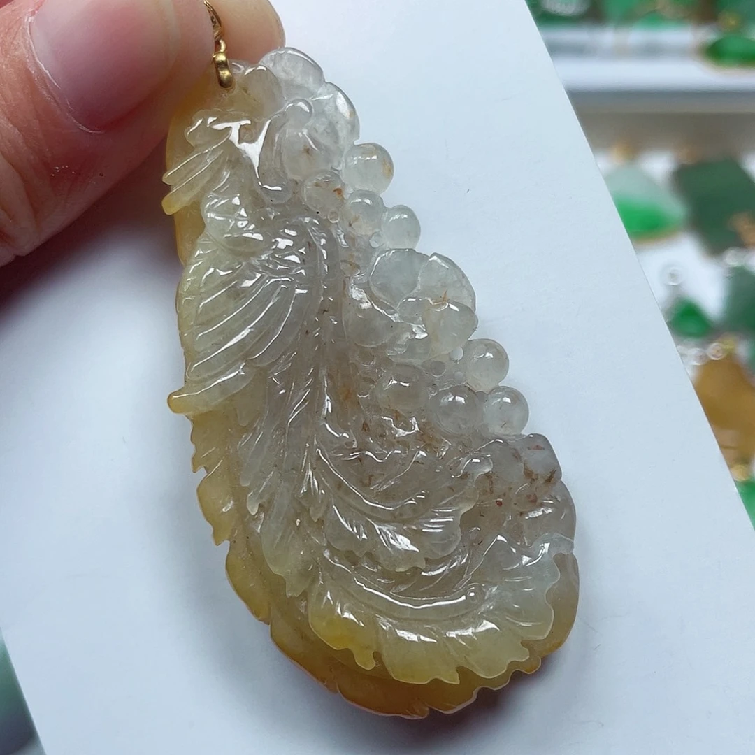 吊坠(不含链)18K金镶嵌翡翠