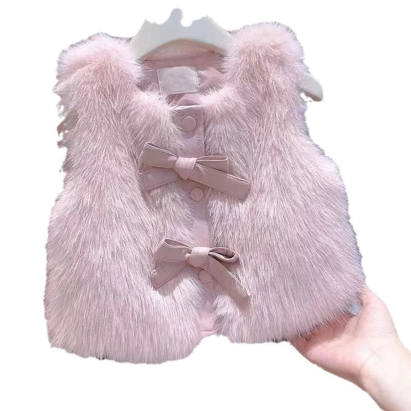 品质升级秋冬新品秋新品女童仿皮草毛毛马甲秋洋气加厚小香风背心