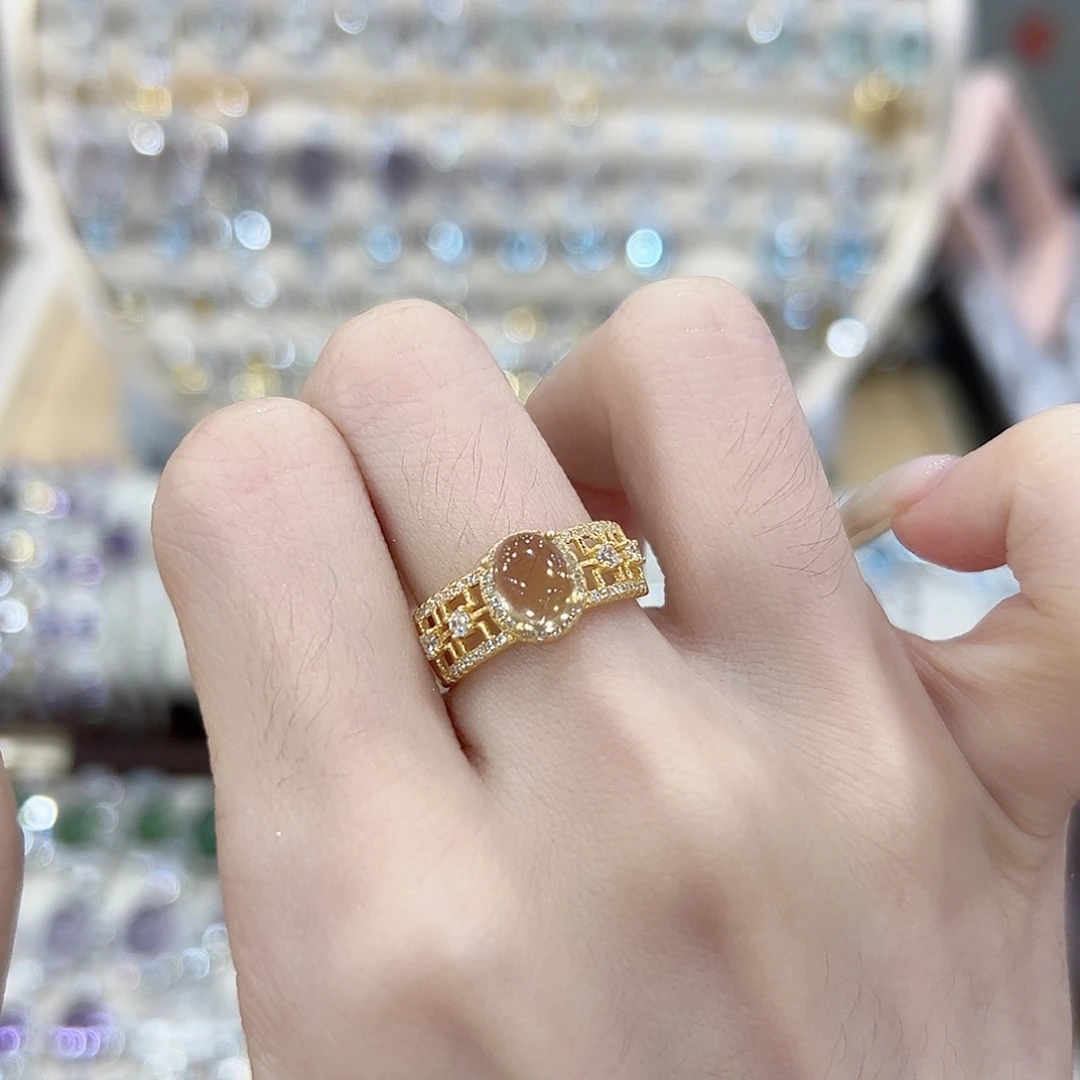 柠***6戒指黄晶银S925镶嵌