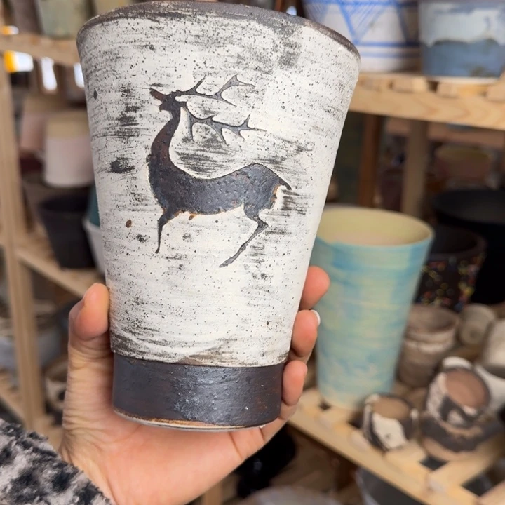 口12高16景德镇手捏花盆