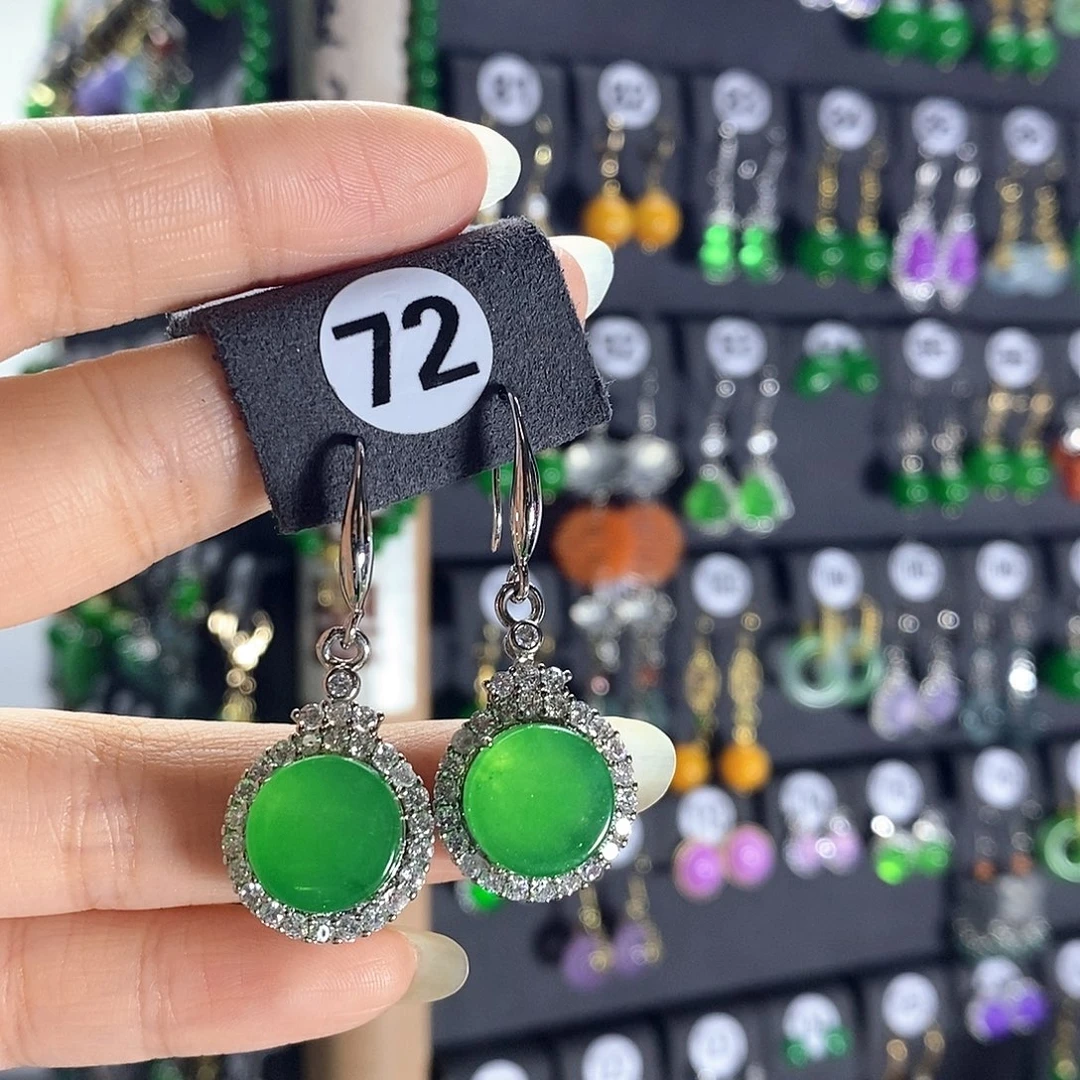 翡翠银S925镶嵌耳饰72