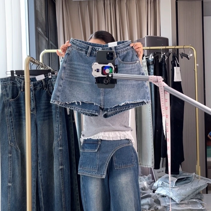 棉长绒棉素心兰夏季裤裙无弹软牛仔