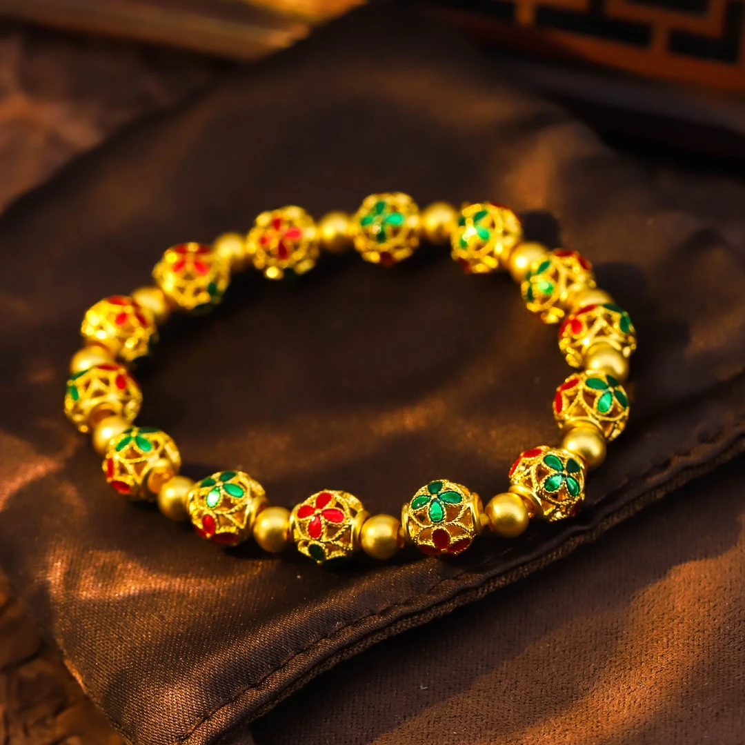 鸣钻国际【敏敏专享】足金999 情人节限定花丝四叶草手串  HJS975