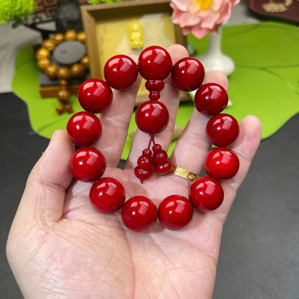 正宗帝王血龙木-红油玉化老料-1.8手串男女