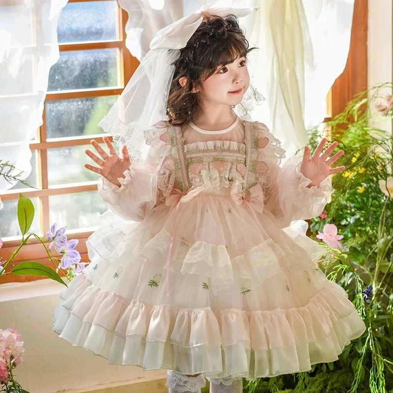 女童洛丽塔公主裙洋气春秋装小女孩生日表演裙甜美连衣裙HY25008