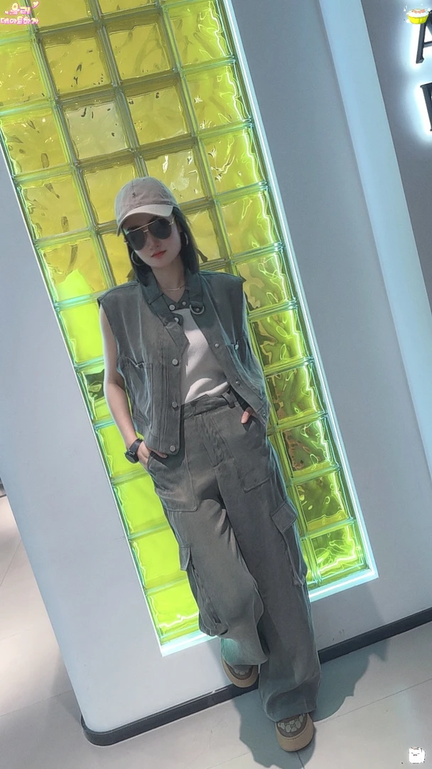 夏装搭配炸街减龄时尚高级感酷飒拽姐马甲裤子套装