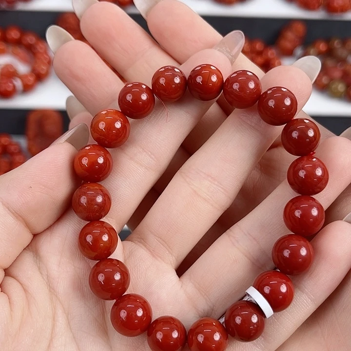 南红玛瑙未镶嵌瓦西牛血红满肉10mm手串