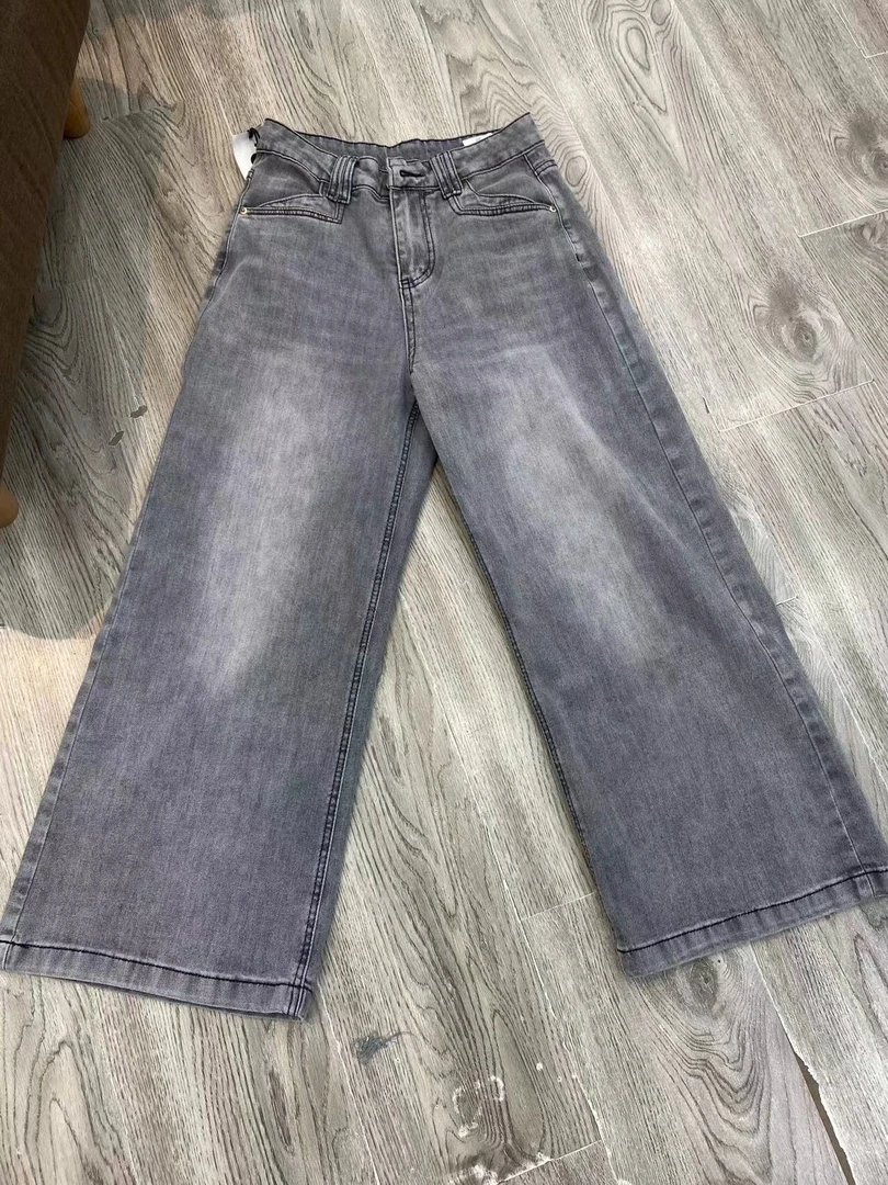 《霞姐服饰》夏季新款高腰阔腿十分牛仔裤休闲显瘦货号：66021