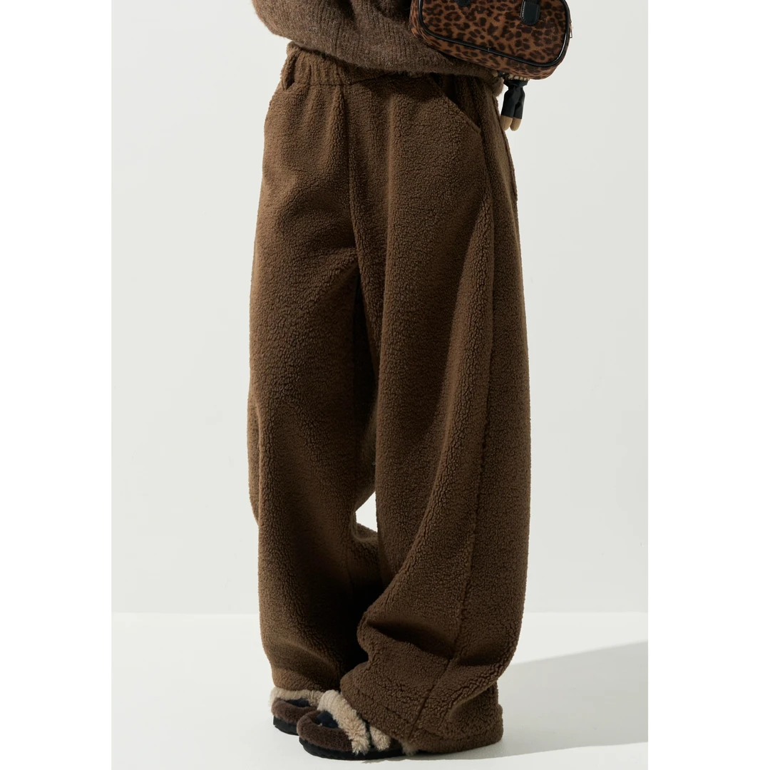 01/03【小熊维尼】冬季厚款毛绒休闲裤女宽松长裤韩版阔腿裤63116