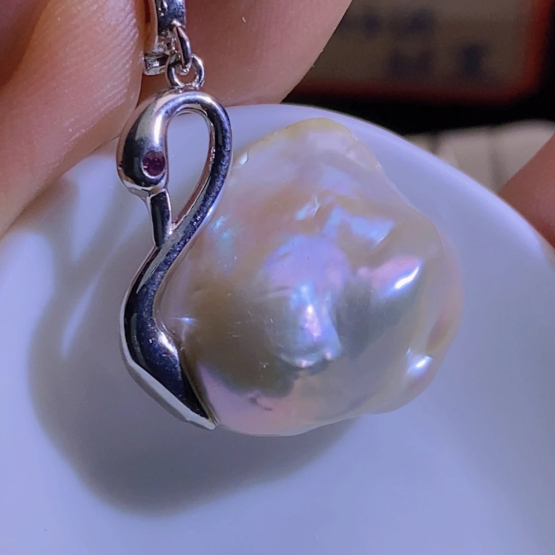 银S925镶嵌淡水珍珠天然淡水珍珠无染色无优化