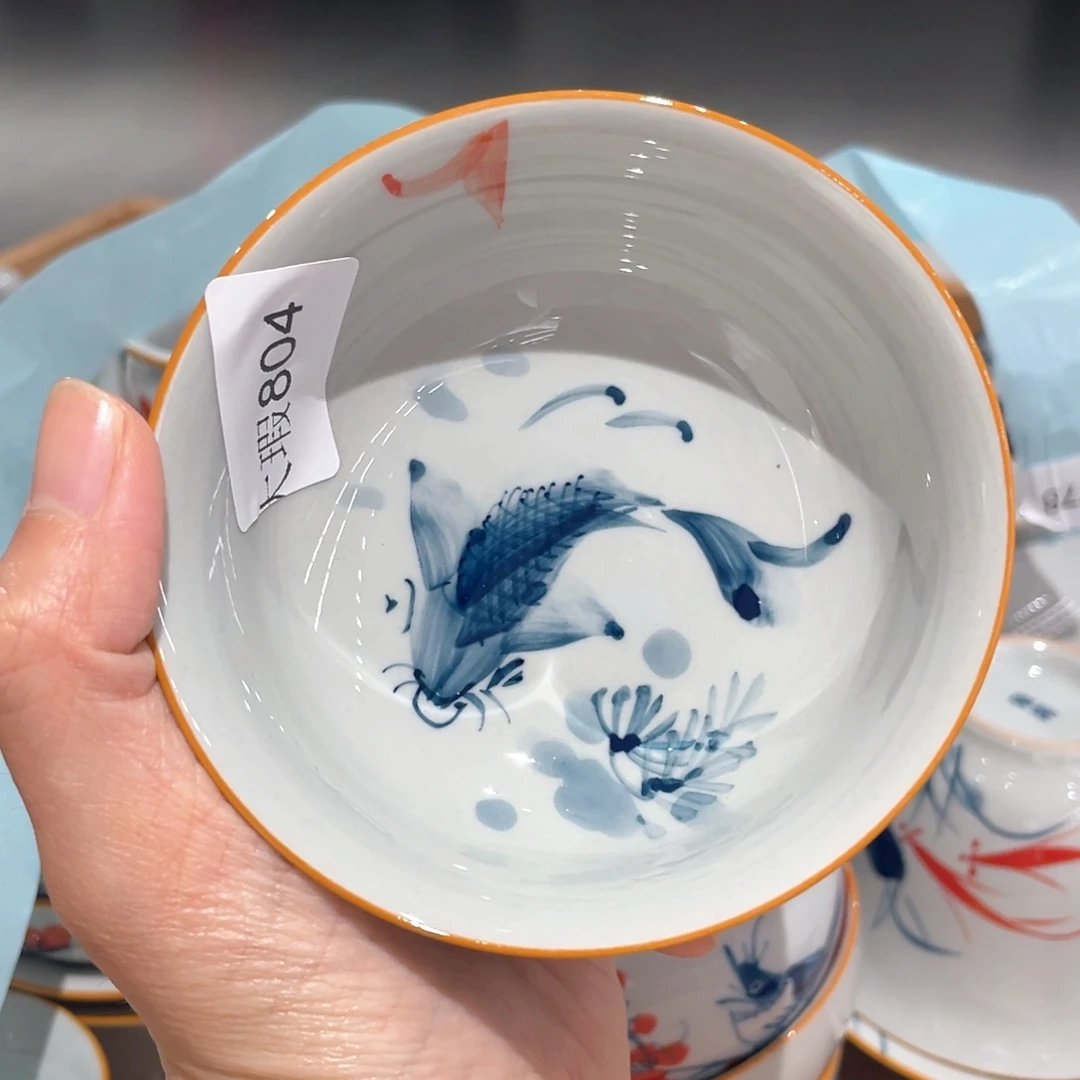 釉下彩纯手绘有瑕