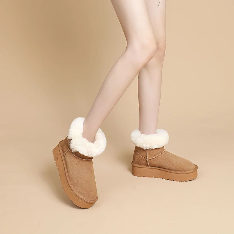 【粉丝专属】阿比让牛皮厚底加绒加厚保暖时尚百搭舒适休闲雪地靴