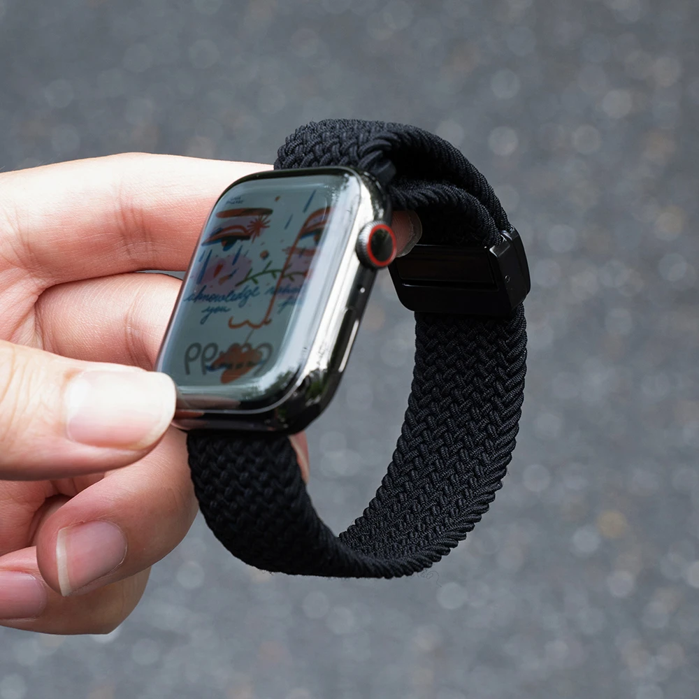 适用于苹果手表带尼龙编织磁吸扣s11/10AppleWatch6789iwatch腕带